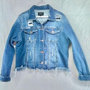 Risen Distressed Women’s Denim Jacket large